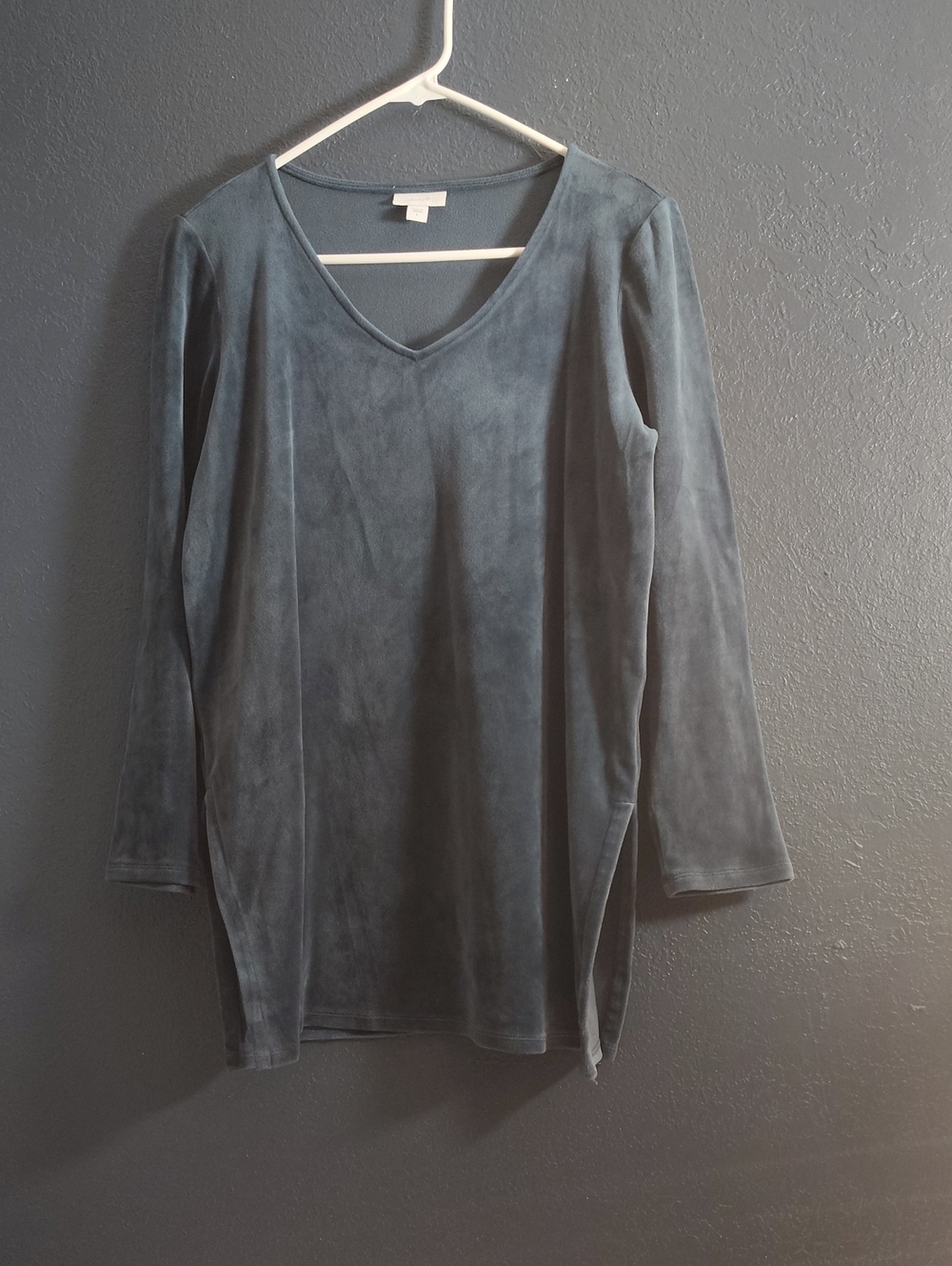 Pure Jill Slate Gray V-Neck Long Sleeve Minimalist Cozy Lounge Tunic Small